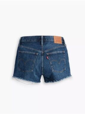 Levi's 501 Original Fit Distressed Blue Frayed Hem Denim Jean Shorts, 32